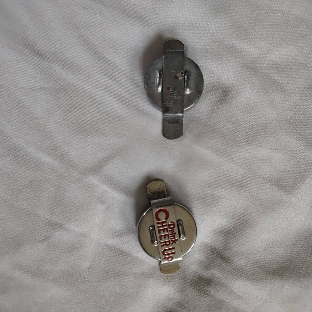 Vintage  1940's+ "Drink CHEER UP" Promotional Metal Bottle